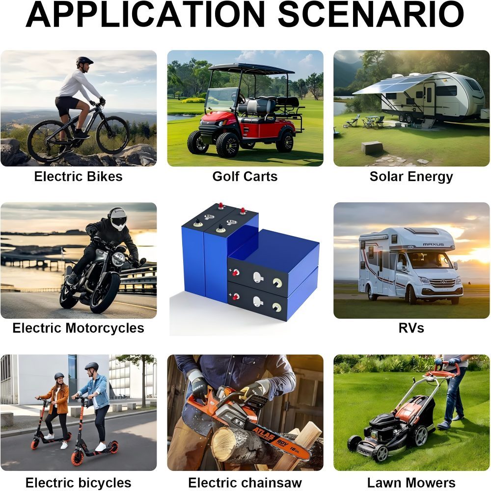 314Ah 3.2V LiFePO4 Cell Grade A Battery Deep Cycle Lithium Iron Phosphate Rechargeable Battery with QR Code,PV/Home Energy Storage Prismatic Batteries,Replacement Batteries for Solar Systems, Cars, RVs, Boats（4PCS）