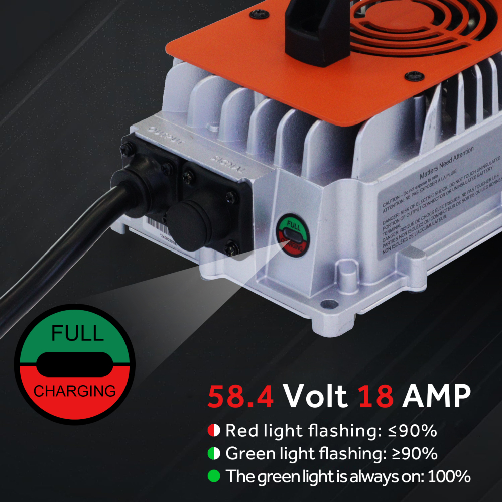 48V 18A Lithium Battery Charger,48V Golf Cart battery charger,18A 48V LiFePO4 cargador de batería,Including 0V Charging Function,Output 58.4V LiFePO4 Charger Special for 48V LiFePO4 Battery,Fast Charging