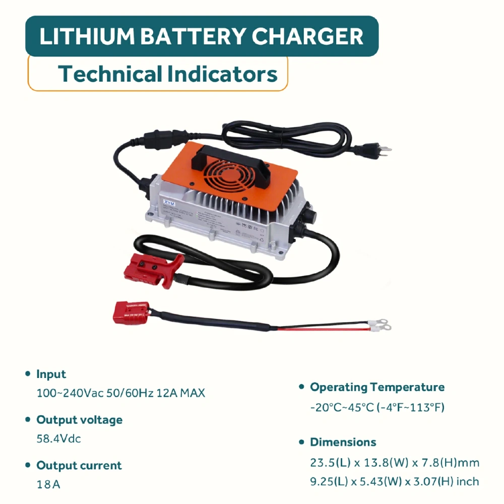 48V 18A Lithium Battery Charger,48V Golf Cart battery charger,18A 48V LiFePO4 cargador de batería,Including 0V Charging Function,Output 58.4V LiFePO4 Charger Special for 48V LiFePO4 Battery,Fast Charging