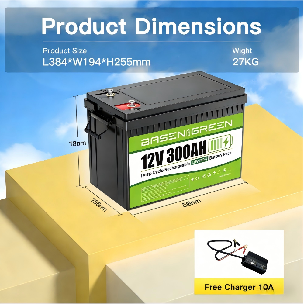 12V 300AH 3840Wh,8000+Deep Cycle Batteries,Batería Lifepo4, LiFePO4 RV Battery with Bluetooth and Low Temp Cut Off, Built in Smart 200A BMS Perfect for Camper, Trailer, Off-Grid and Solar System