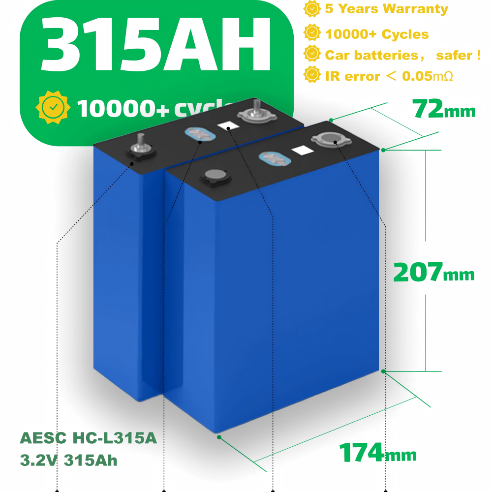 315Ah 3.2V LiFePO4 Cell Grade A Battery 8000+Deep Cycle Lithium Iron Phosphate Rechargeable Battery with QR Code,PV/Home Energy Storage Prismatic Batteries,Replacement Batteries for Solar Systems, Cars, RVs, Boats(4PCS)