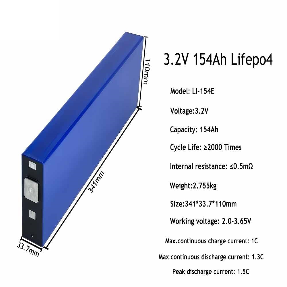 154Ah 3.2V LiFePO4 Cell Grade A Battery EVE 8000+Deep Cycle Lithium Iron Phosphate Rechargeable Battery with QR Code,PV/Home Energy Storage Prismatic Batteries,Replacement Batteries for Solar Systems, Cars, RVs, Boats(8PCS)