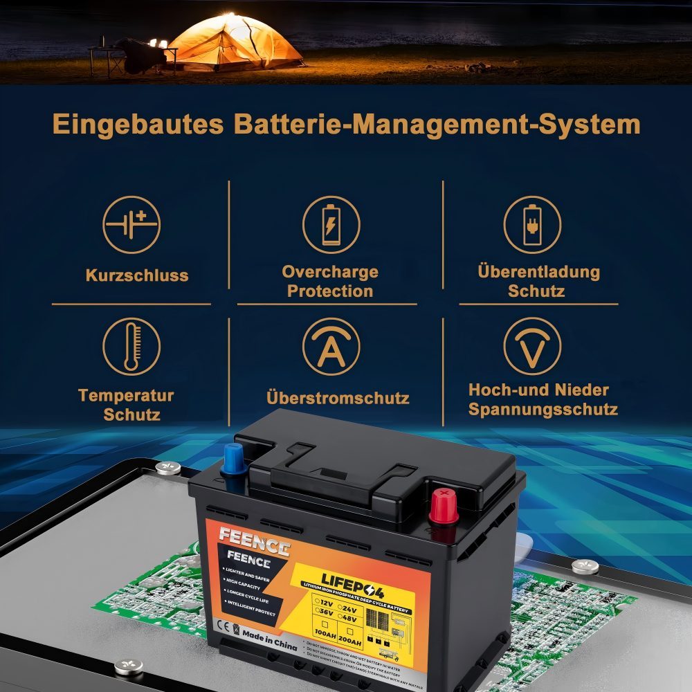 2 Pack 12 V 100 Ah LiFePO4 Lithium Battery Mini Size Height 188 cm,100 A BMS Car Battery, 8000+Deep Cycle Batteries, Mini Size for Caravans, Motorhomes, Boats, Trolling Motor, Solar.