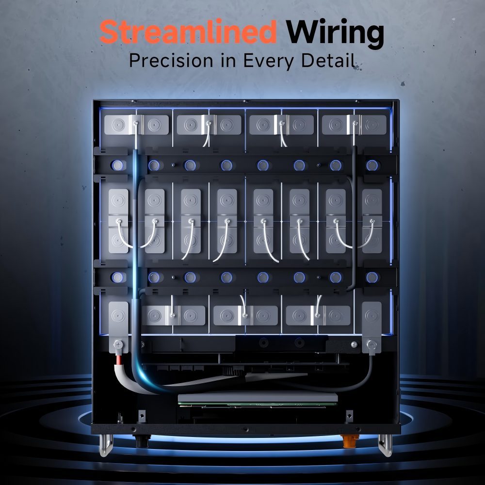 48V 100Ah Lithium LiFePO4 Solar Battery, Supports Inverter Communication, Built-in 100A BMS with Bluetooth, Max 5120W Output, 8000+ Deep Cycle Batteries, Batería Lifepo4, Ideal for Off-Grid Systems