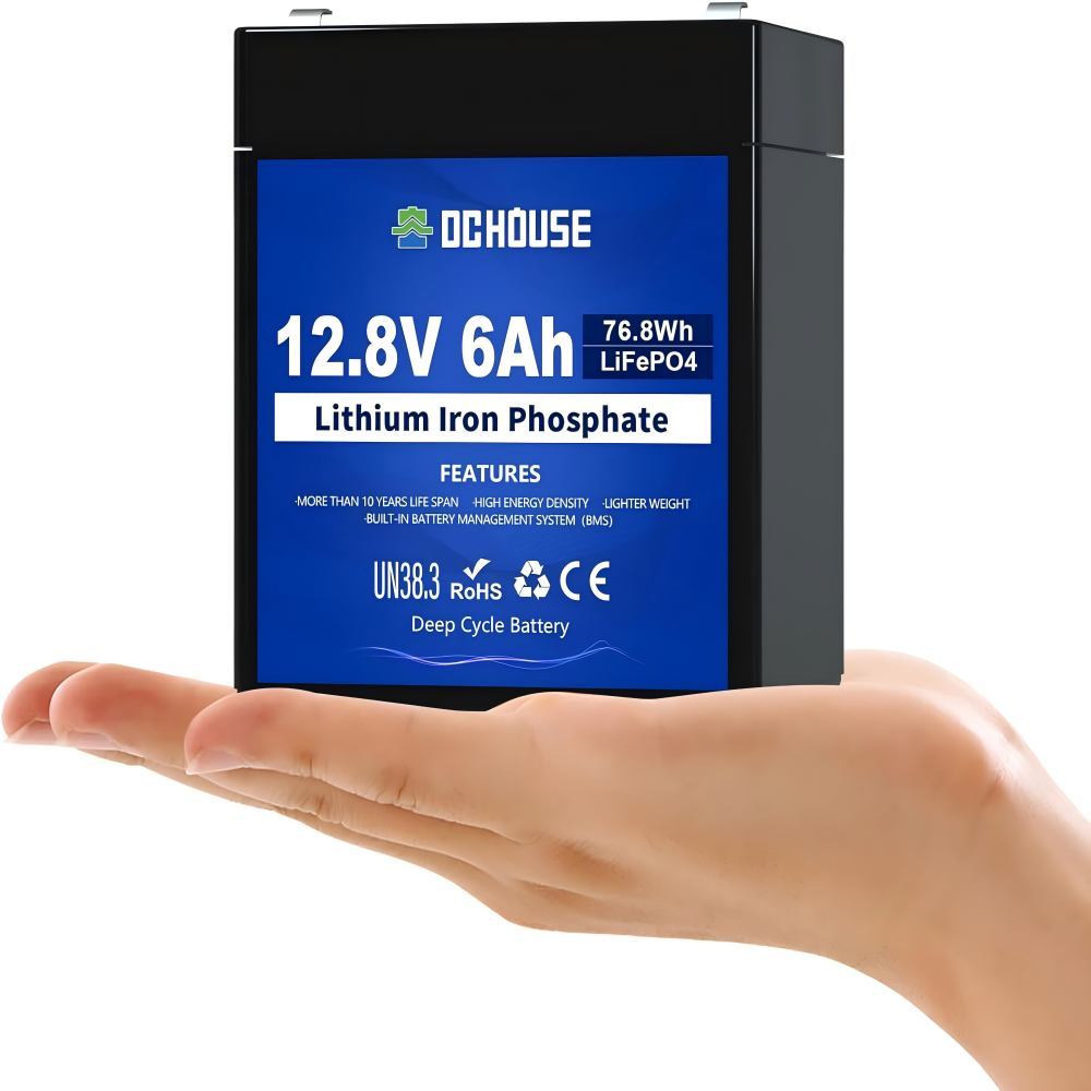 12V 6Ah Small LiFePO4 Battery, Deep Cycle Batteries,Rechargeable Lithium Battery with 3000+ Deep Cycle and BMS Protection for Motorhomes, Golf Carts, Lawn Mowers, Solar Panels, Camping