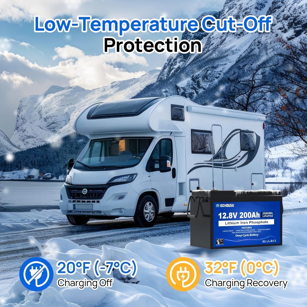 12V 200Ah LiFePO4 Battery, Improved 200A BMS, Low Temperature Protection, 8000+  Deep Cycle Batteries, Perfect for Motorhomes, Solar Systems, Caravans, Off-Grid Applications