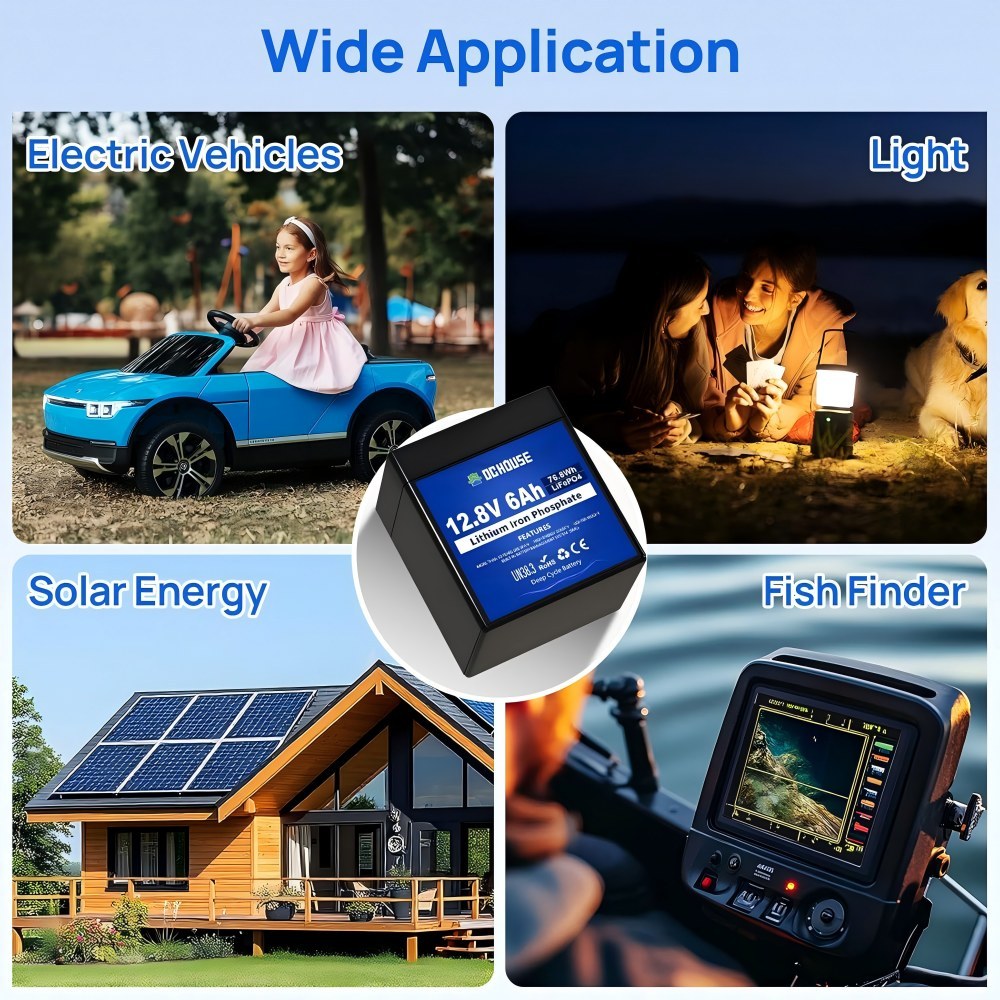 12V 6Ah Small LiFePO4 Battery, Deep Cycle Batteries,Rechargeable Lithium Battery with 3000+ Deep Cycle and BMS Protection for Motorhomes, Golf Carts, Lawn Mowers, Solar Panels, Camping