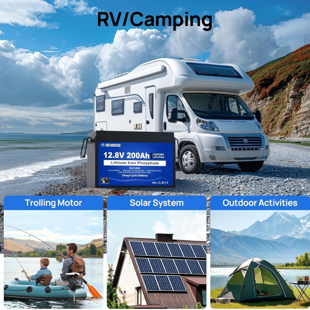 12V 200Ah LiFePO4 Battery, Improved 200A BMS, Low Temperature Protection, 8000+  Deep Cycle Batteries, Perfect for Motorhomes, Solar Systems, Caravans, Off-Grid Applications