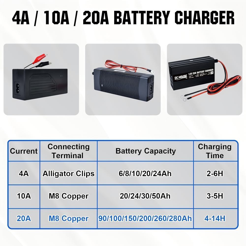 12V 200 Ah LiFePO4 Battery with 20 A Charger, Lithium Battery 12 V with 8000+ Times Deep Cycles and BMS, Deep Cycle Batteries for Motorhomes, Solar Systems, Caravans, Off-Grid Applications