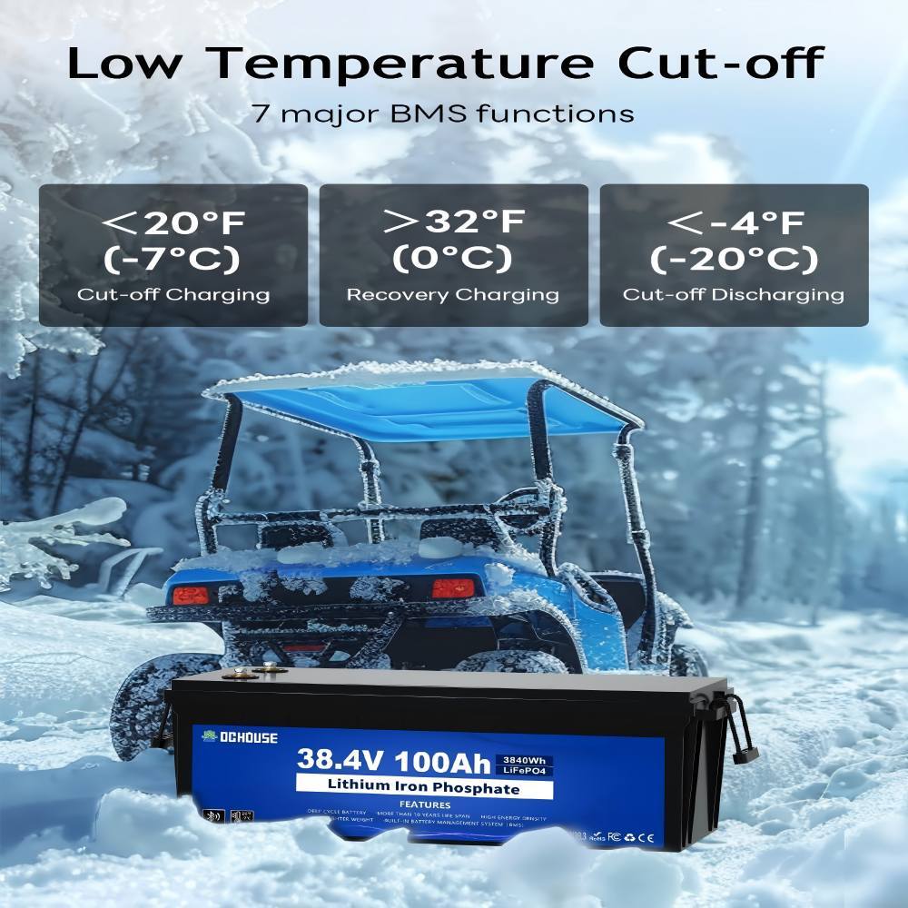 36V 100Ah Lithium Golf Cart Battery, Lifepo4 Battery with 36V 25A Charger, Bluetooth Mobile App & LCD Monitor, Deep Cycle Batteries,Built-in Smart 150A BMS, Peak Current 500A
