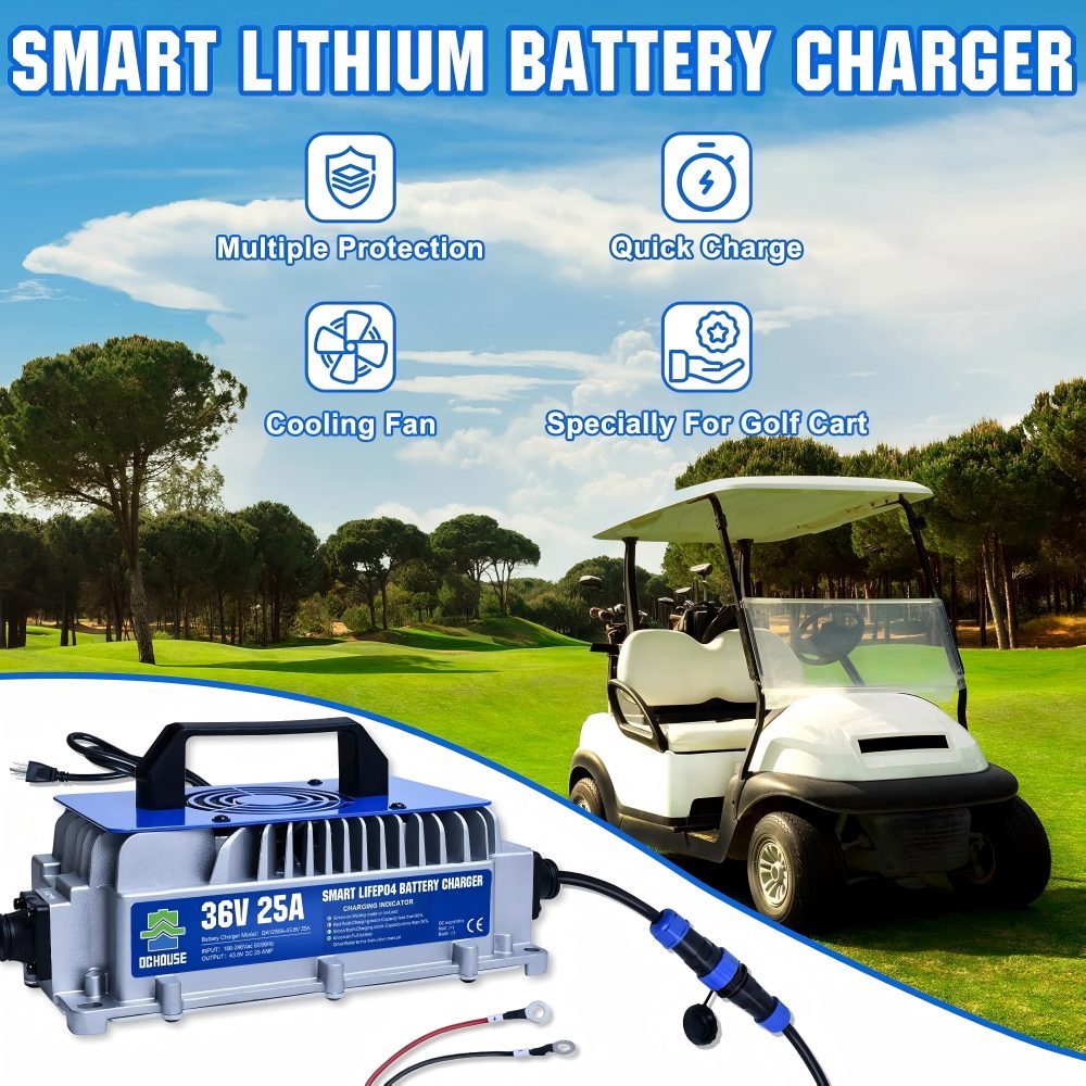 36V 100Ah Lithium Golf Cart Battery, Lifepo4 Battery with 36V 25A Charger, Bluetooth Mobile App & LCD Monitor, Deep Cycle Batteries,Built-in Smart 150A BMS, Peak Current 500A