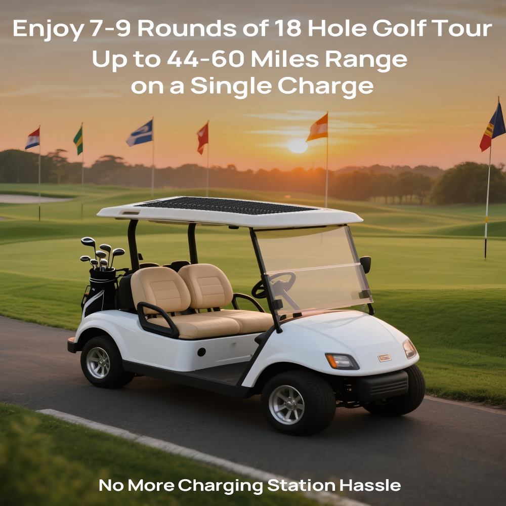 48V 100Ah Golf Cart Solar System, Automotive Replacement Batteries,130W Flexible Solar Panel + LiFePO4 Battery 5120Wh + 300W MPPT Controller, 520Wh/Day, 200A BMS，99% Charging Efficiency