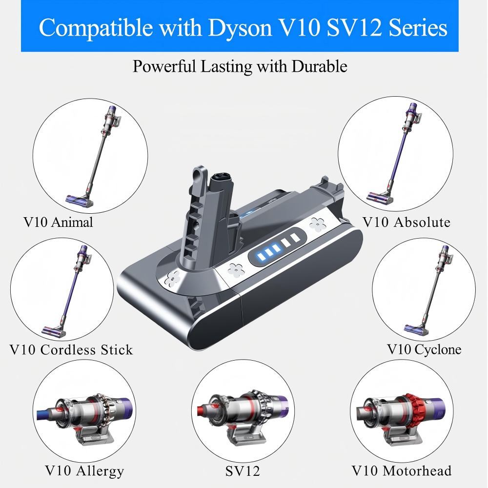 Vacuum Batteries Replacement Battery for Dyson V10 Battery SV12 Compatible with V10 Fluffy Animal Absolute Motorhead Trigger Series Vacuum Cleaner