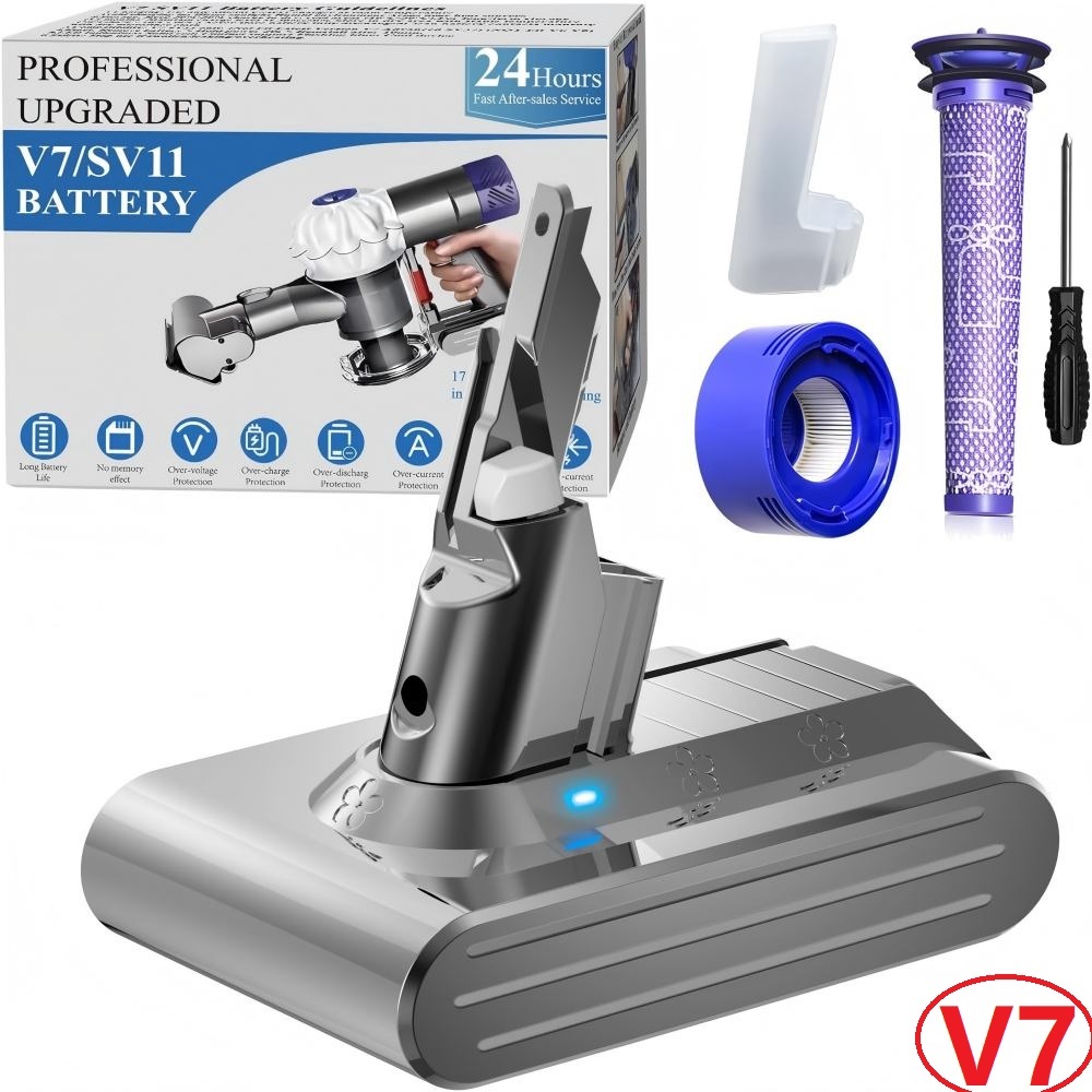 Vacuum Batteries Replacement Battery for Dyson V7 Battery SV11 Compatible with Dyson V7 Animal/Absolute/Fluffy/Motorhead/Trigger/HEPA Li-Ion Battery with Filters