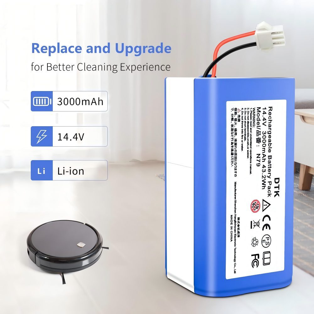 14.4V 3000mAh Replacement Battery for Eufy RoboVac 11 11S 11S MAX 12 15C 15T 30 35C and Ecovacs Deebot N79 N79S DN622, Tesvor X500, IKHOS S14 S15 Cordlss Vacuum Cleaner Battery