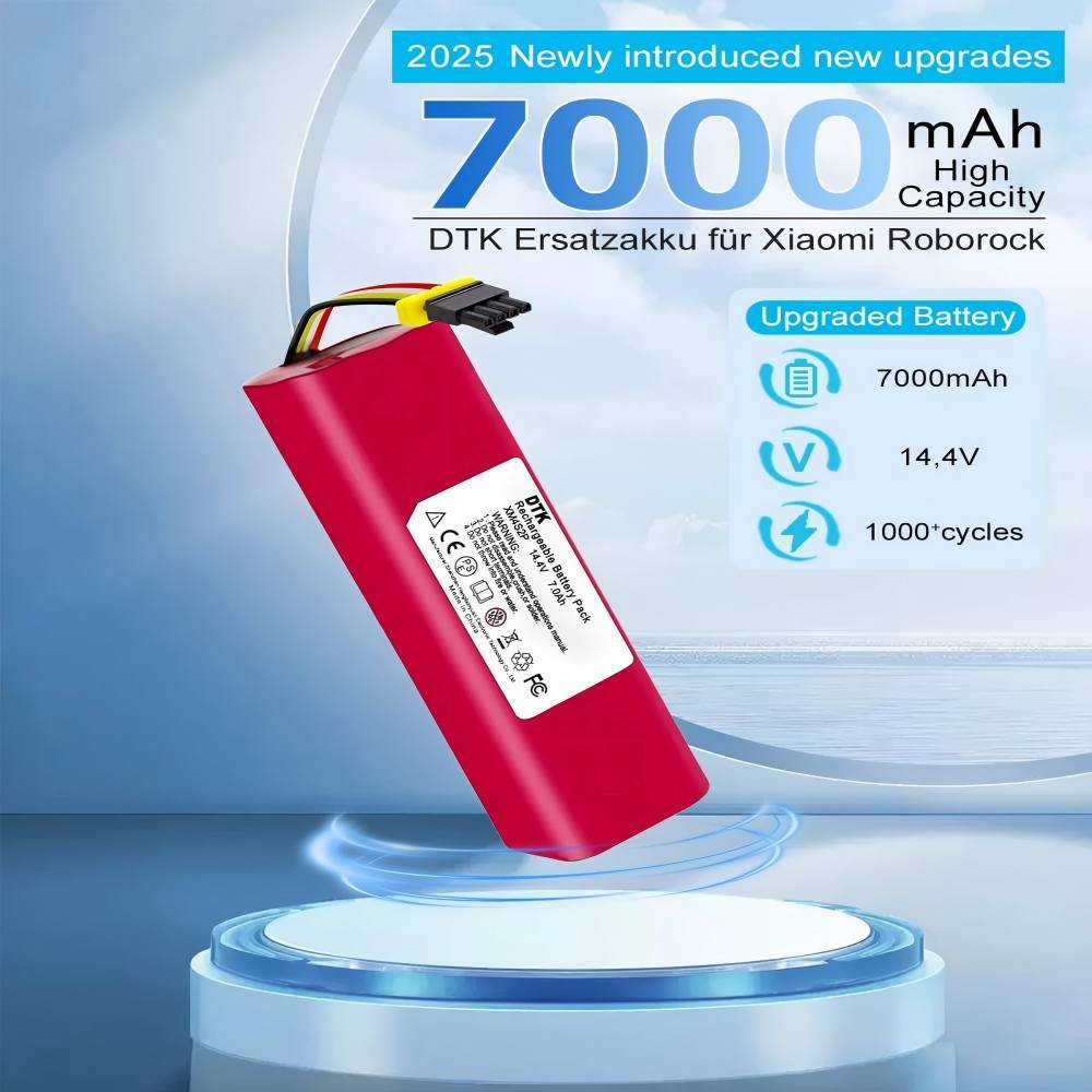 7000 mAh Li-ion Replacement Battery for Xiaomi Roborock S5 S50 S6 S7 S5 Max Mijia Roborock s51 S51 S52 S502 S55 T60 T65 Mijia Robot Vacuum Cleaner 1st and 2nd Generation Replacement Batteries