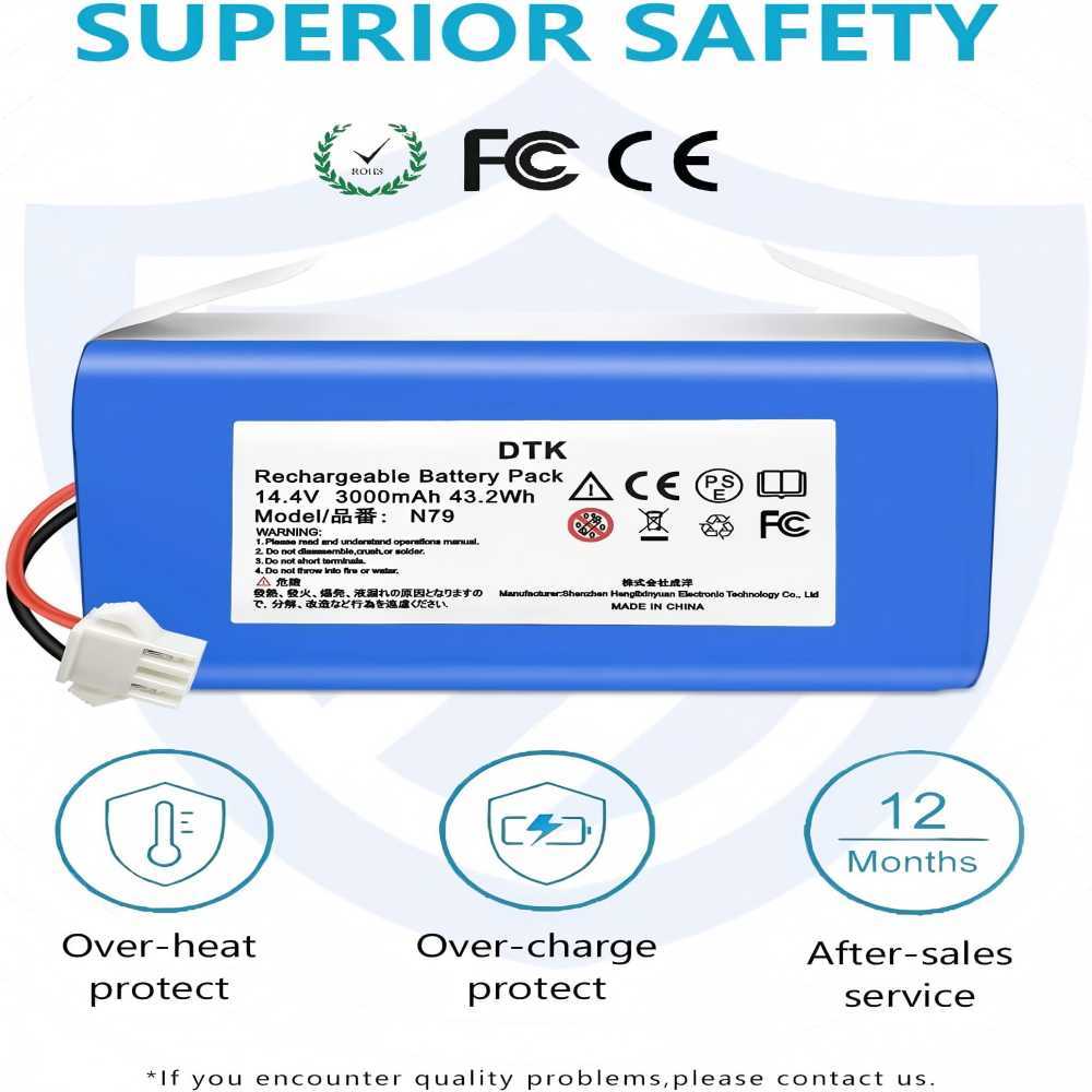 14.4V 3000mAh Replacement Battery for Eufy RoboVac 11 11S 11S MAX 12 15C 15T 30 35C and Ecovacs Deebot N79 N79S DN622, Tesvor X500, IKHOS S14 S15 Cordlss Vacuum Cleaner Battery