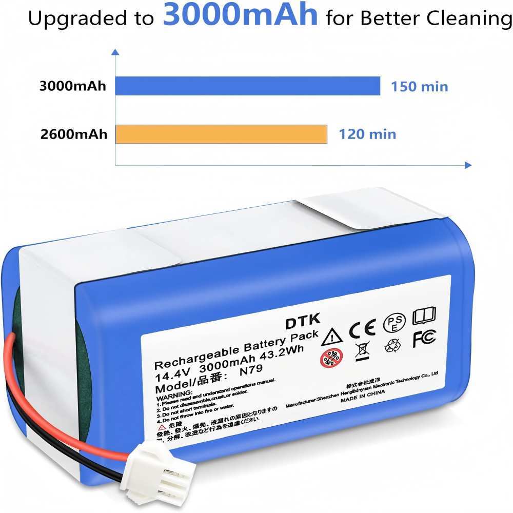 14.4V 3000mAh Replacement Battery for Eufy RoboVac 11 11S 11S MAX 12 15C 15T 30 35C and Ecovacs Deebot N79 N79S DN622, Tesvor X500, IKHOS S14 S15 Cordlss Vacuum Cleaner Battery