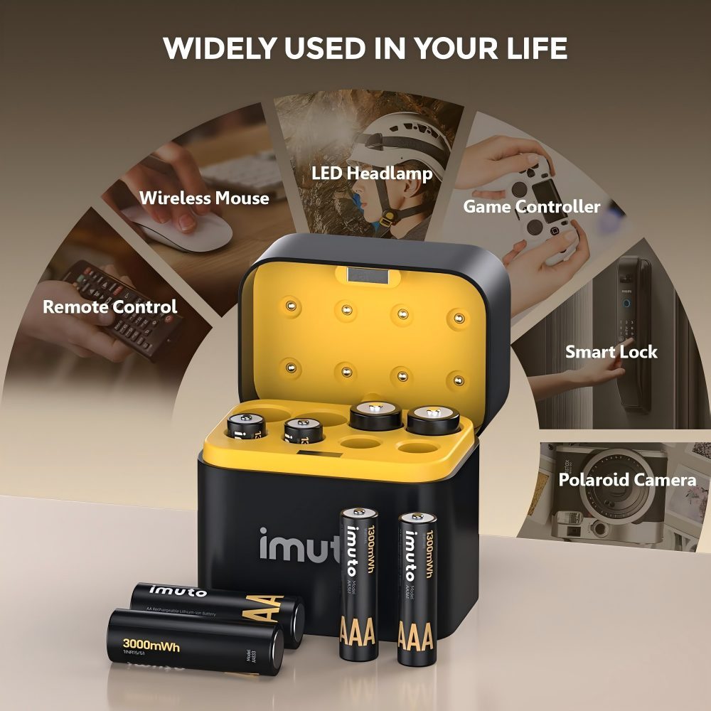 Rechargeable 4 pcs AAA and 4 pcs AA Batteries Lithium with Charger,8 Pack 1.5 V Triple A Double A Batteries Rechargeable, Long Lasting Lithium Battery with Integrated Charging Storage Box(4AAA+4AA)
