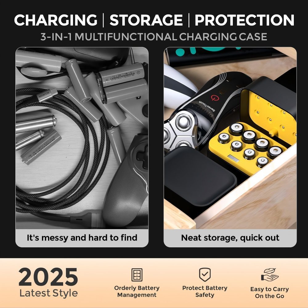 Rechargeable 4 pcs AAA and 4 pcs AA Batteries Lithium with Charger,8 Pack 1.5 V Triple A Double A Batteries Rechargeable, Long Lasting Lithium Battery with Integrated Charging Storage Box(4AAA+4AA)