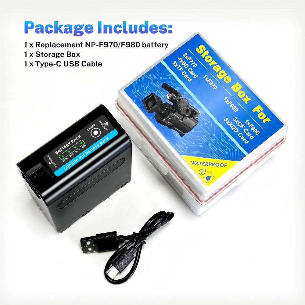 10800mAh Replacement Battery for Sony NP-F970 NP-F980 NP-F960 NP-F950 NP-F930 NP-F550 NP-F570 NP-F750 Batteries for Sony Handycams, Field Monitor, Video Light
