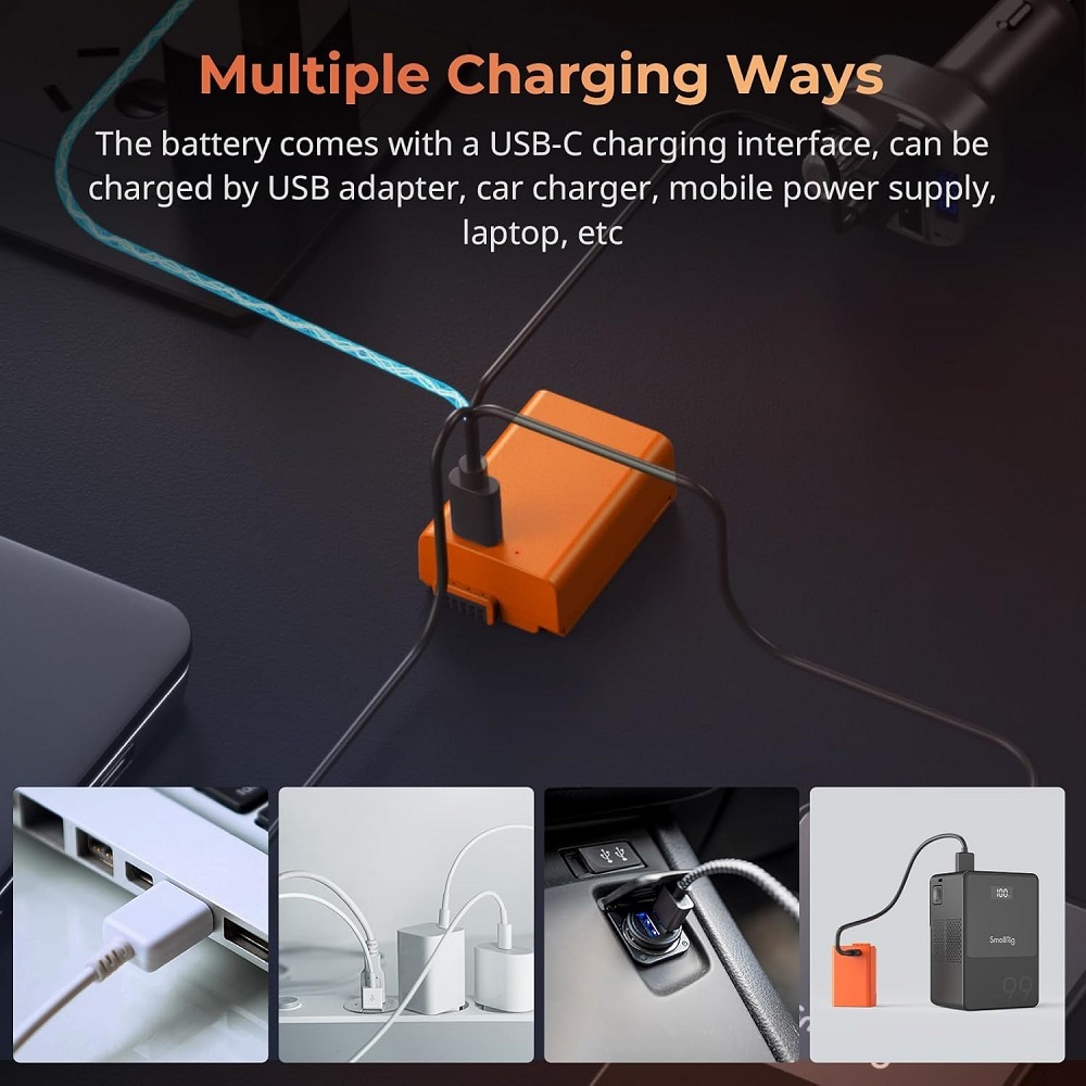 Battery for EN-EL25 1250mAh USB-C Battery Replacement Battery for Nikon Z30 / Z50 / Z50 II/Z fc, 1.75 Hours Fully Charged Rechargeable Camera Battery for Nikon Z50, Z fc, Orange - 4967