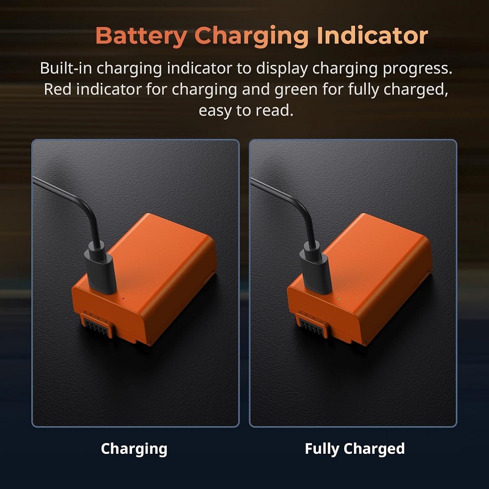 Battery for EN-EL25 1250mAh USB-C Battery Replacement Battery for Nikon Z30 / Z50 / Z50 II/Z fc, 1.75 Hours Fully Charged Rechargeable Camera Battery for Nikon Z50, Z fc, Orange - 4967