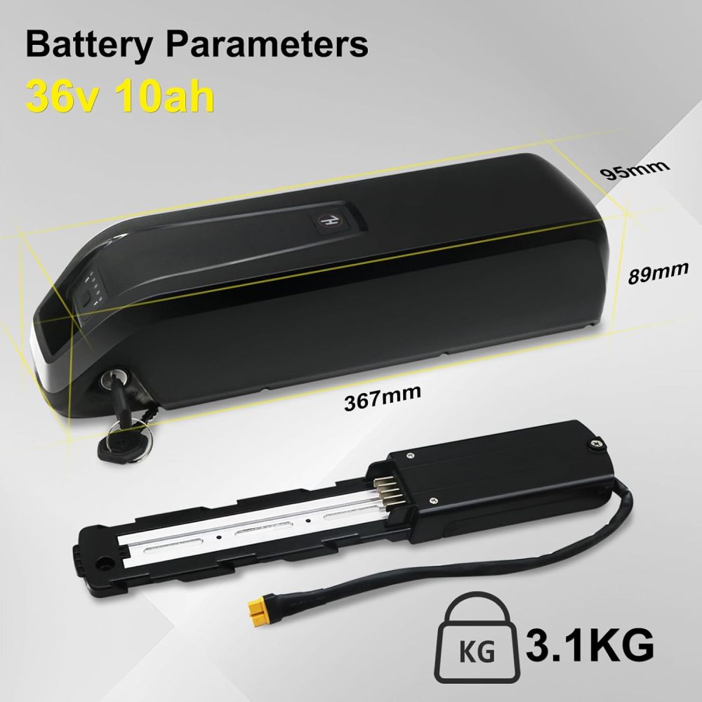 Hailong 36V 48V Ebike Battery 10 AH 15 AH 20 Ah Lithium Bicycle Batteries with Charger, 5 Pin Base Plate for 100W-1500W Electric Bicycle Scooter Motor