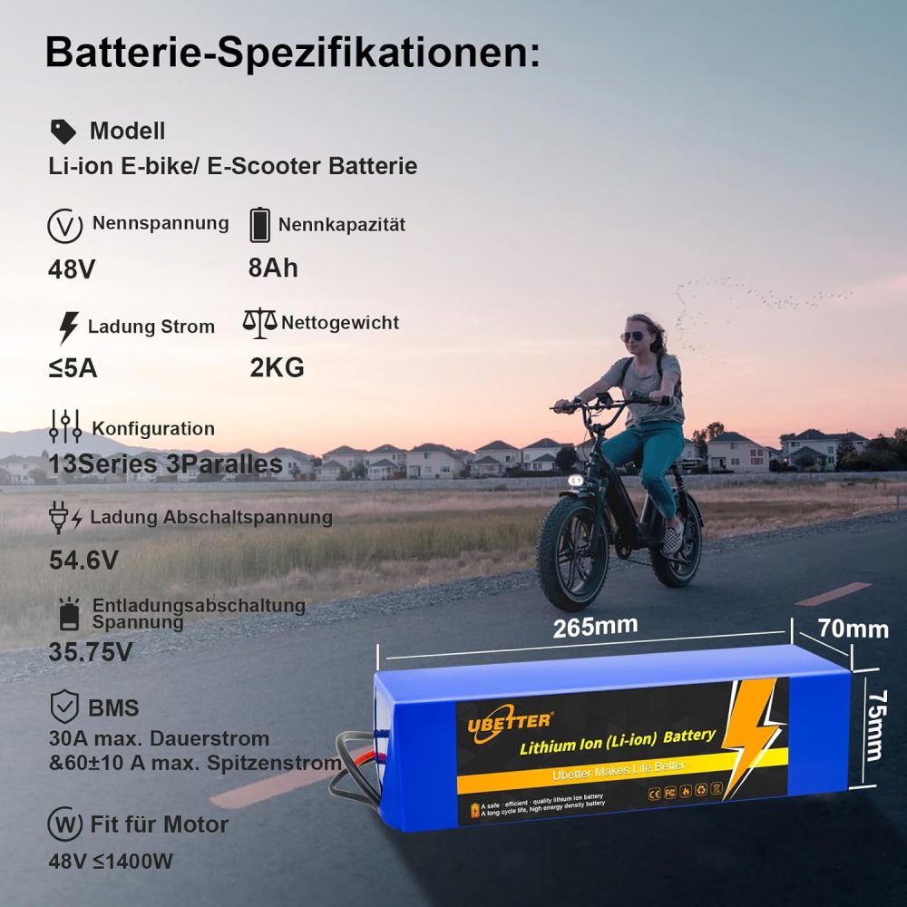 36V 48V Ebike Escooter Battery,Bike Batteries, Electric Bicycle Battery 8AH/10AH/14AH/20Ah with 2A Charger Kit for 0-1400W Electric Bicycle Scooter Motor