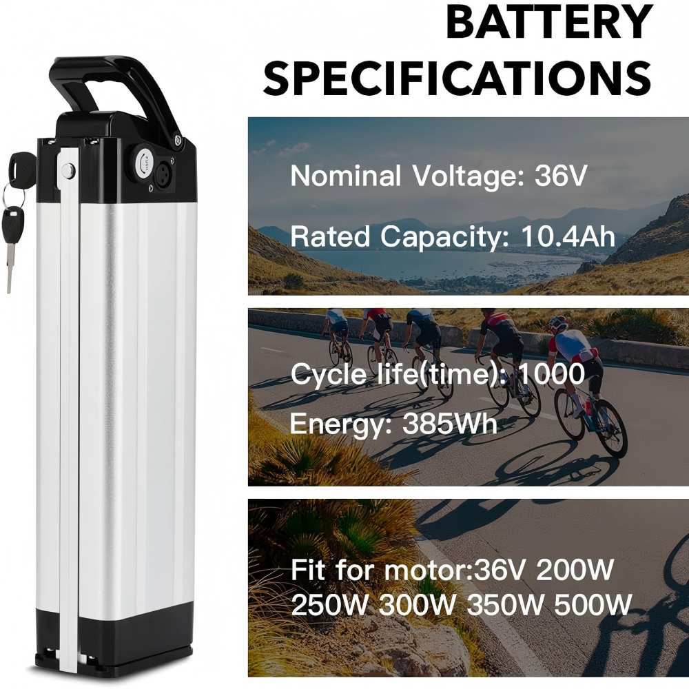 E-Bike Battery 36V 10.4Ah  14.5Ah  15.6Ah  18.2Ah, Bike Batteries for Electric Bicycle Battery Compatible with Phylion XH370-10J Zhenlong Aldi MiFa Trio