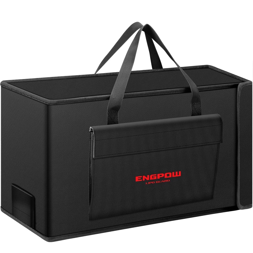 Battery Bag Ebike Battery Bag Fireproof up to 2000°F Explosion-Proof Lipo Bag Compatible with 2 E-Bike Batteries Thick Shockproof Safe Battery Box Charging Transport Storage 45 x 12 x 25 cm