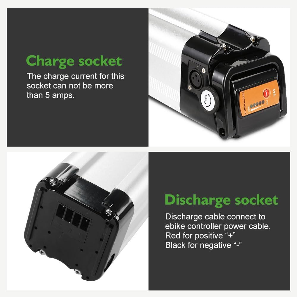 E-Bike Battery 24V 15. Ah Li-ion Battery Silverfish with Charger Compatible with Phylion/XH259-10J, Zhenlong/ZL1010-F, Phylion, MiFa, Rex (24V 15.6Ah Battery with Charger)