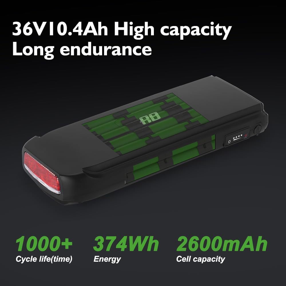 E-Bike Battrie 36V 10.4Ah Li-ion Battery with Charger for 250W-500W Electric Bicycle Pedelec Phylion Joycube SF-03 Fischer (36V 10.4Ah Battery with Charger)