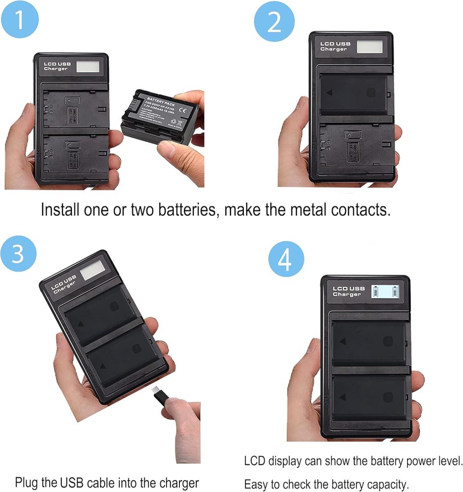 Sony NP-FZ100 Batteries 2 Packs and Smart LED Dual USB Charger for Sony Alpha A7III A7IV A7RIII A7R3 A7R IV A7C A7S, 7III 7IV 7RIII 7R3 7R IV 7C 7S α7C, 6700 6600 A6700 A6600 A9 A9R A9R A9 S 9 9S 9R Camera