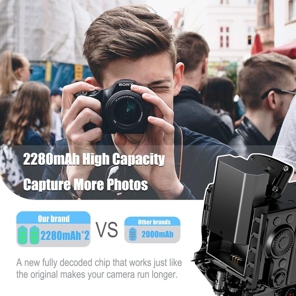 Sony NP-FZ100 Batteries 2 Packs and Smart LED Dual USB Charger for Sony Alpha A7III A7IV A7RIII A7R3 A7R IV A7C A7S, 7III 7IV 7RIII 7R3 7R IV 7C 7S α7C, 6700 6600 A6700 A6600 A9 A9R A9R A9 S 9 9S 9R Camera