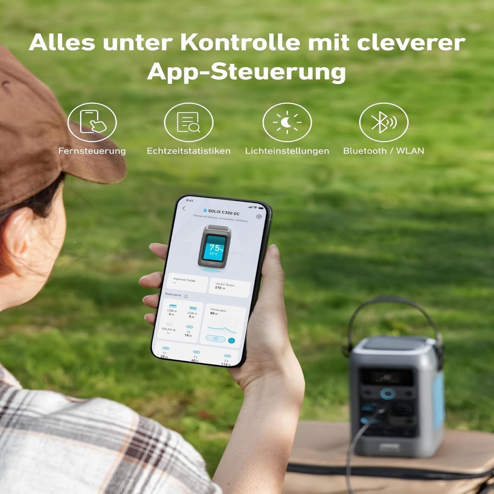 Outdoor Generators Anker SOLIX C300 DC Power Bank Power Station, 288 Wh Battery for Multiple Devices, LiFePO4 Battery, 300 W Solar Generator, for Camping, Outdoors, Travel, Emergencies (Power Supply Not Included)