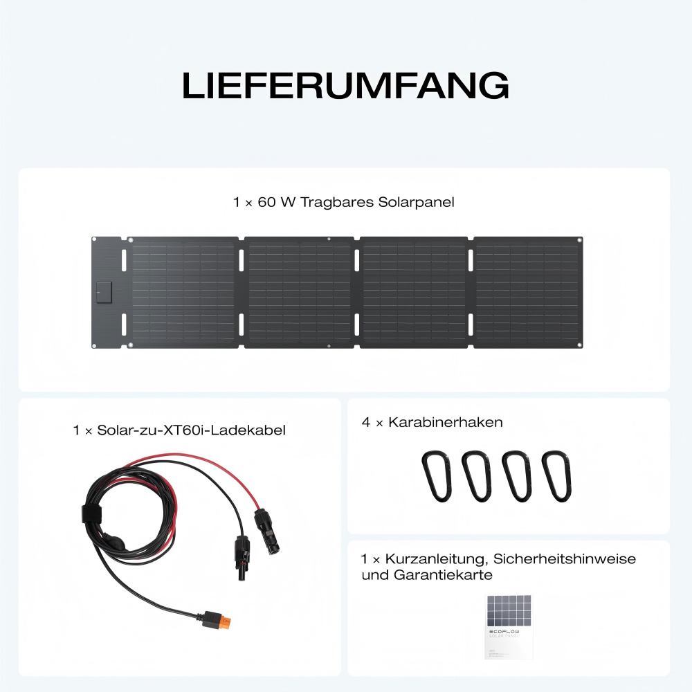 60W Monocrystalline Solar Panels Foldable Solar Module for River 2 Series Portable Power Station, Photovoltaic Module, Solar System for Outdoor Garden Balcony Caravan Camping