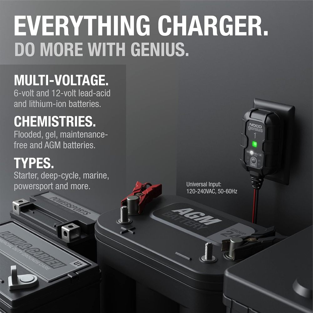 1A 6V/12V Smart Fully Car Automatic Intelligent Battery Charger  Automatic Maintainer, Trickle Charger  Desulfator with Overcharge Protection  Temperature Compensation  for Lead-Acid and Lithium Batteries