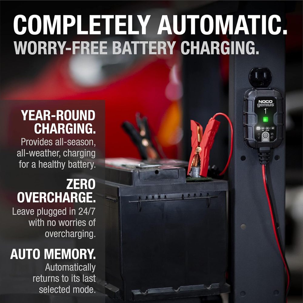 1A 6V/12V Smart Fully Car Automatic Intelligent Battery Charger  Automatic Maintainer, Trickle Charger  Desulfator with Overcharge Protection  Temperature Compensation  for Lead-Acid and Lithium Batteries