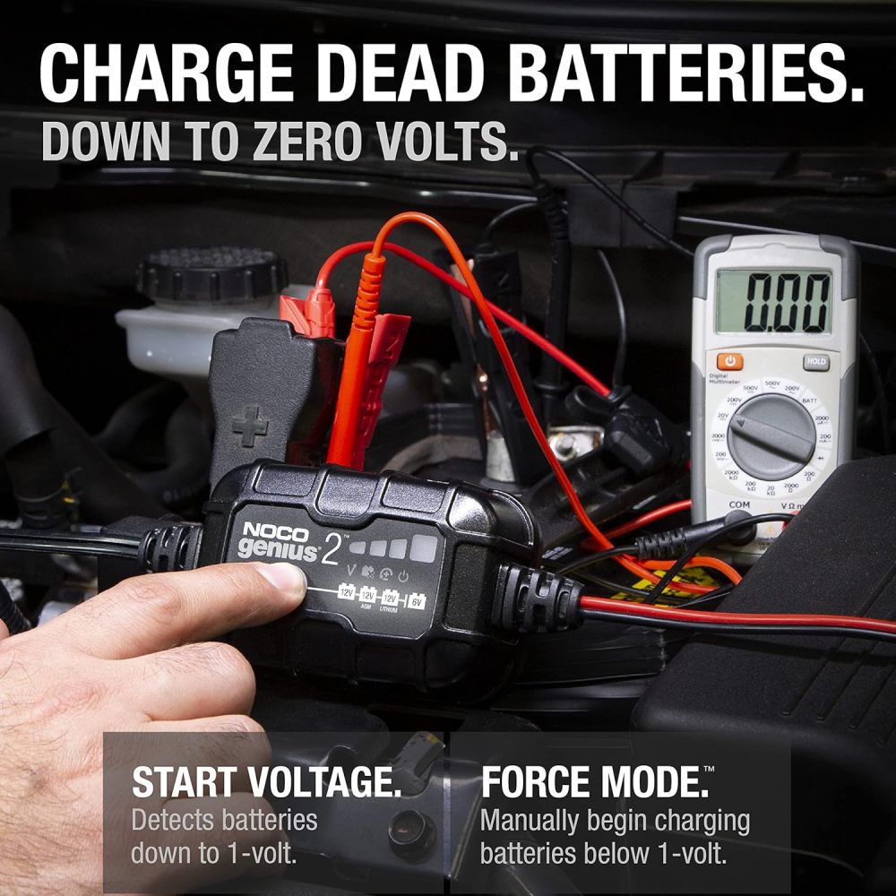 2A 6V/12V Smart Battery Charger – Automatic Maintainer, Trickle Charger & Desulfator with Overcharge Protection & Temperature Compensation – for Lead-Acid & Lithium Batteries