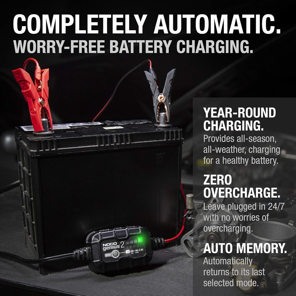 2A 6V/12V Smart Battery Charger – Automatic Maintainer, Trickle Charger & Desulfator with Overcharge Protection & Temperature Compensation – for Lead-Acid & Lithium Batteries