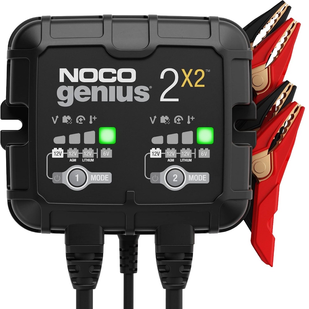 4A 2-Bank Smart Battery Charger (2A/Bank) - 6V/12V Automatic Maintainer, Trickle Charger & Desulfator with Overcharge Protection & Temperature Compensation – for Lead-Acid & Lithium