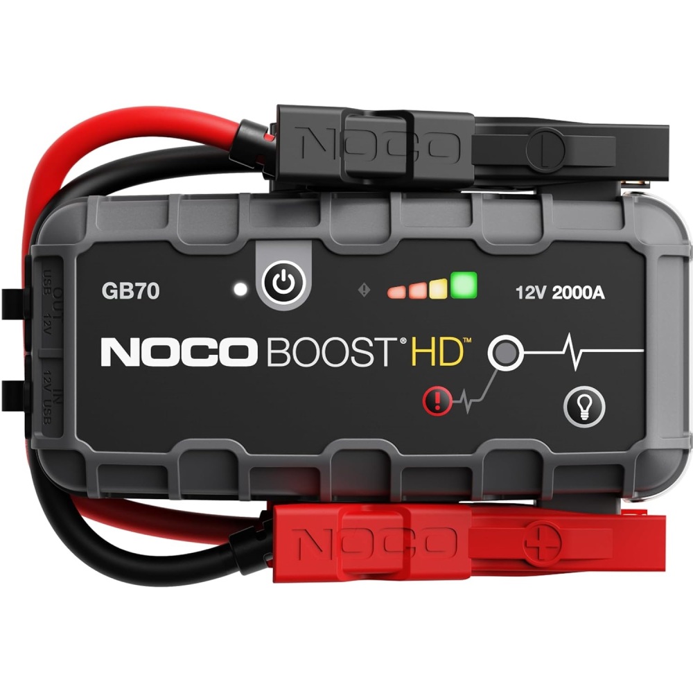 2000A UltraSafe Jump Starter – 12V Lithium Battery Booster Pack, Portable Jump Box, Power Bank & Jumper Cables - for 8.0L Gas and 6.0L Diesel Engines