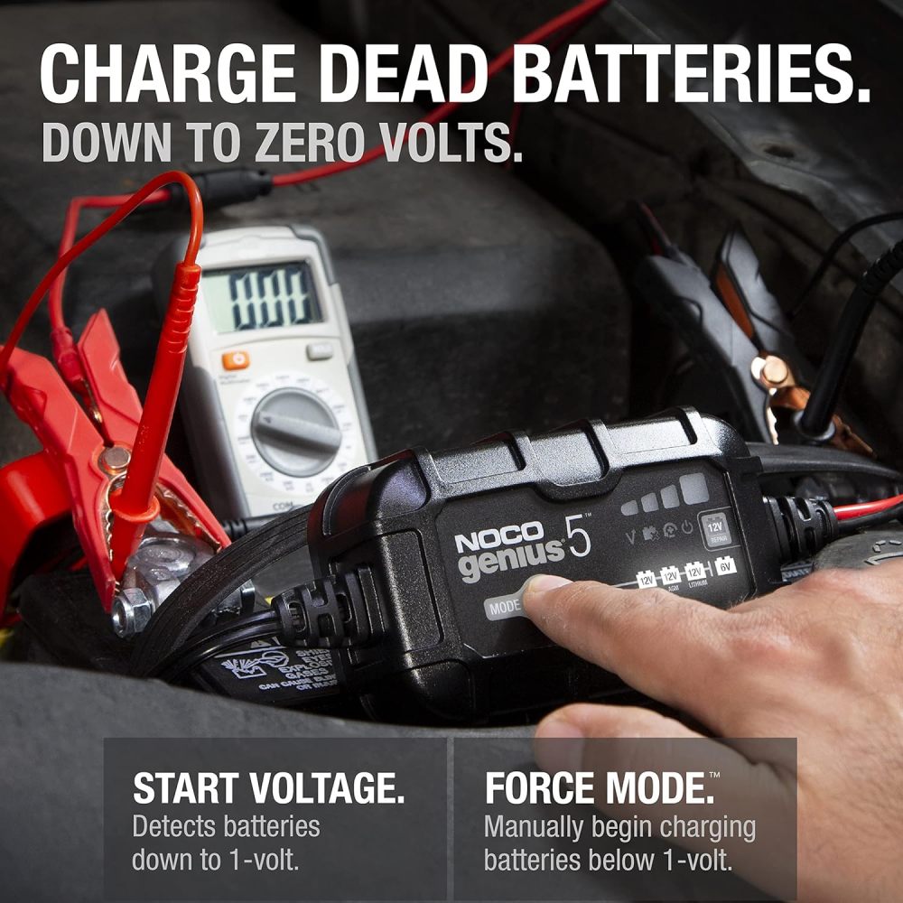 5A 6V/12V Smart Battery Charger – Automatic Maintainer, Trickle Charger & Desulfator with Overcharge Protection & Temperature Compensation – for Lead-Acid & Lithium Batteries