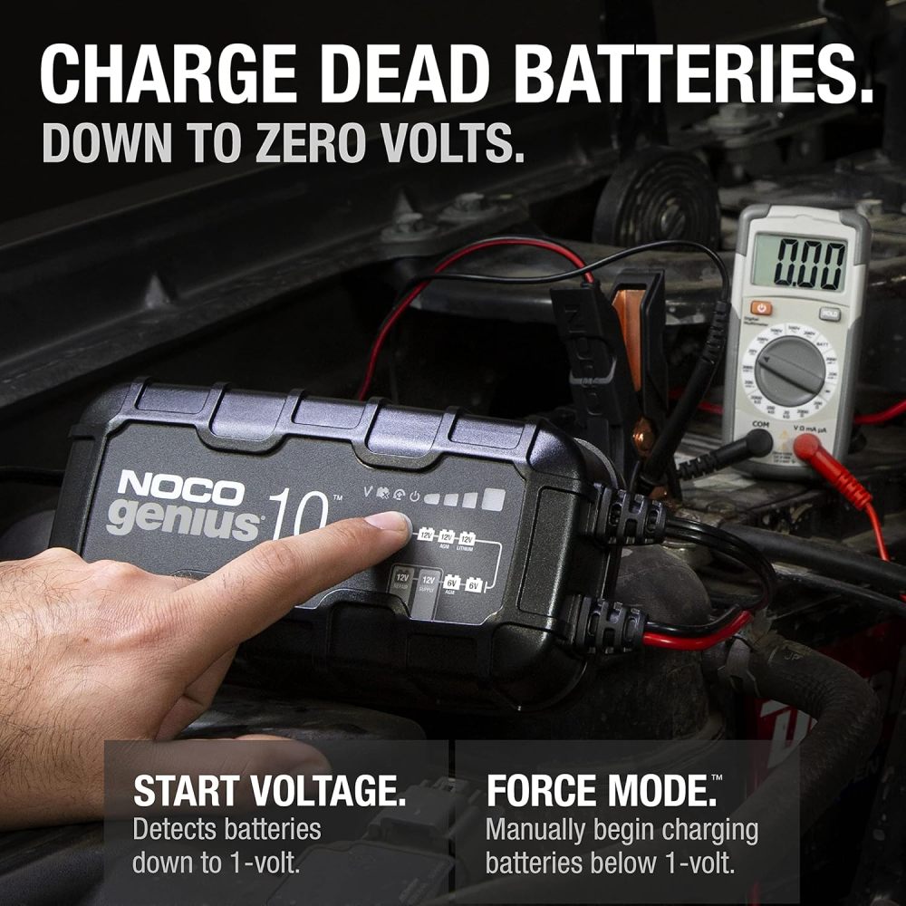 10A 6V/12V Smart Battery Charger – Automatic Maintainer, Trickle Charger & Desulfator with Overcharge Protection & Temperature Compensation – for Lead-Acid & Lithium Batteries