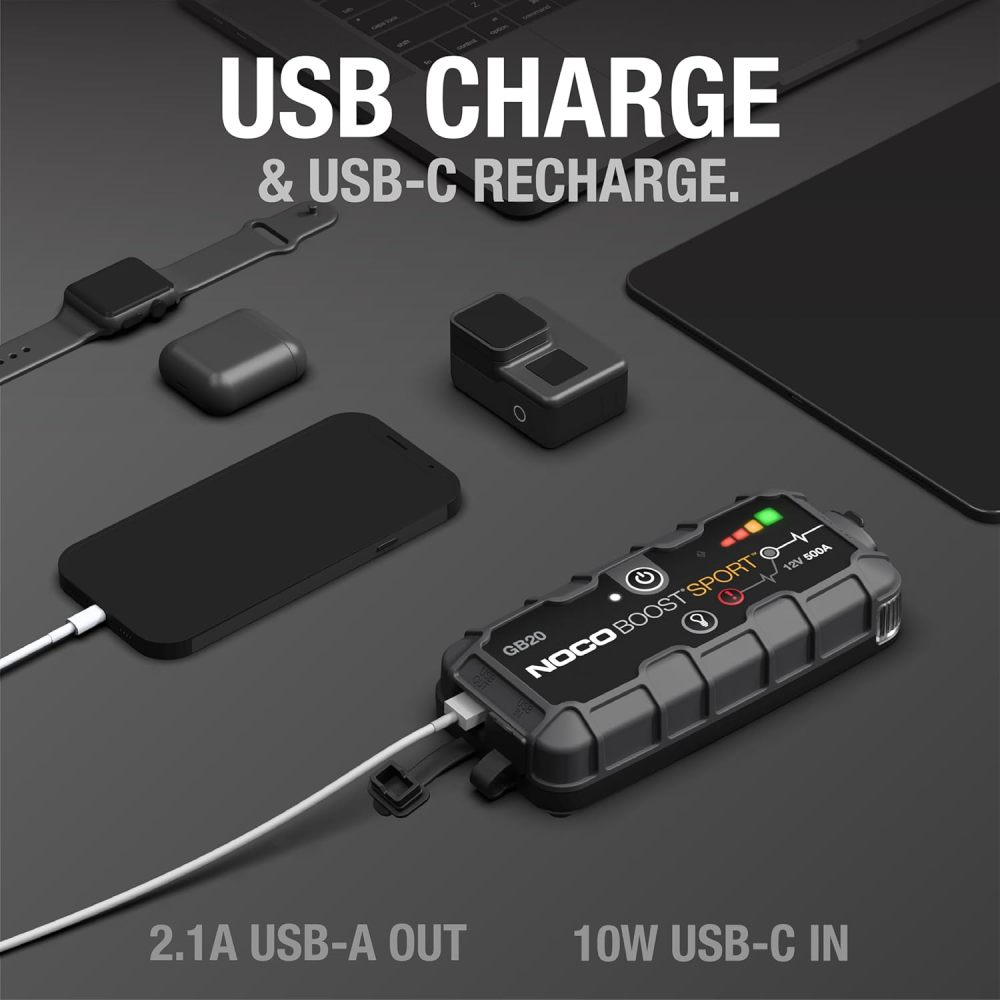500A UltraSafe Jump Starter – 12V Lithium Battery Booster Pack, Portable Jump Box, Power Bank & Jumper Cables - for 4.0L Gas Engines