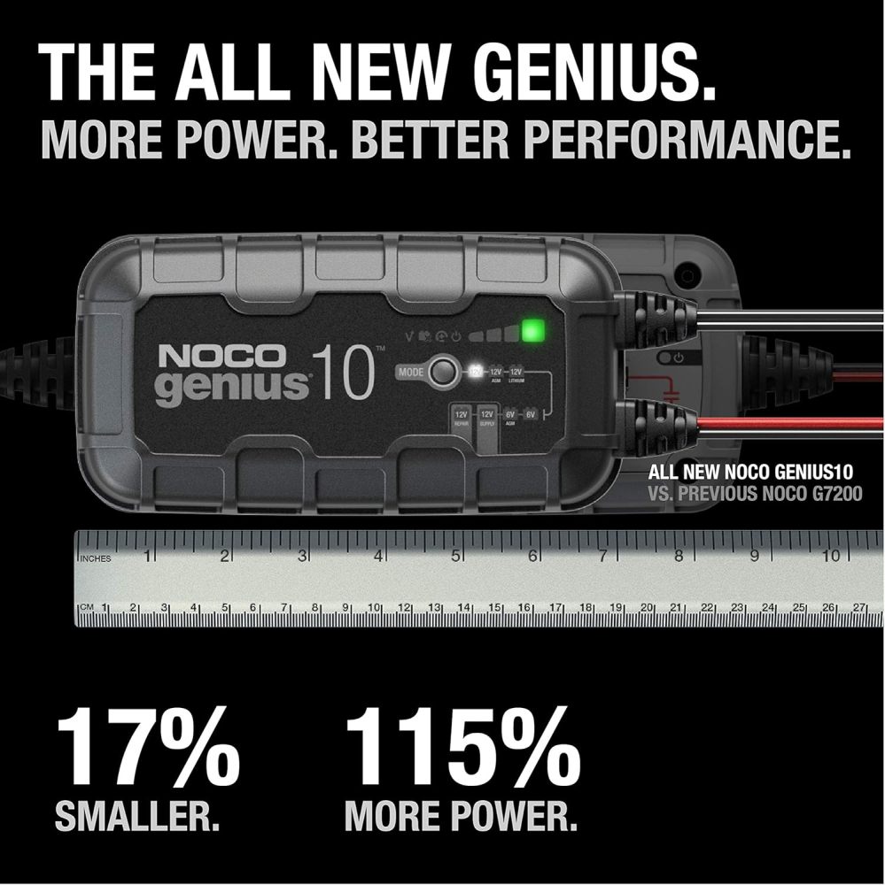 10A 6V/12V Smart Battery Charger – Automatic Maintainer, Trickle Charger & Desulfator with Overcharge Protection & Temperature Compensation – for Lead-Acid & Lithium Batteries