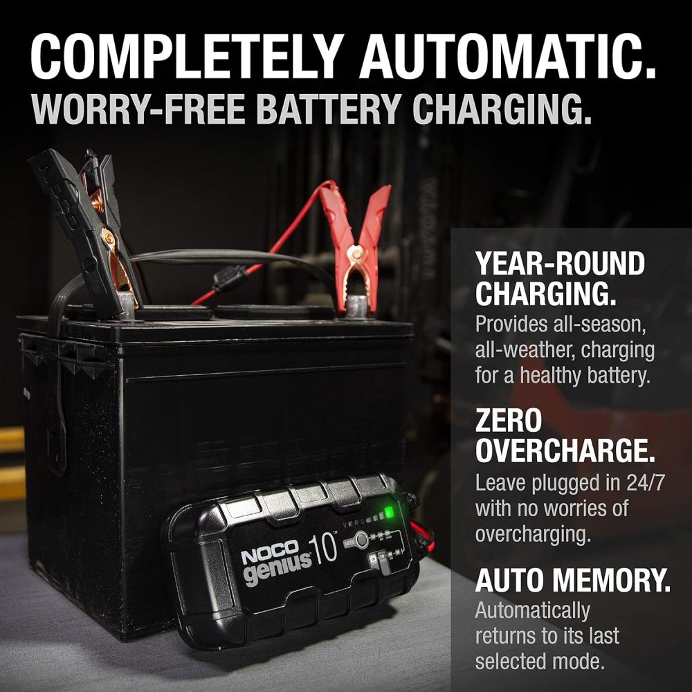 10A 6V/12V Smart Battery Charger – Automatic Maintainer, Trickle Charger & Desulfator with Overcharge Protection & Temperature Compensation – for Lead-Acid & Lithium Batteries