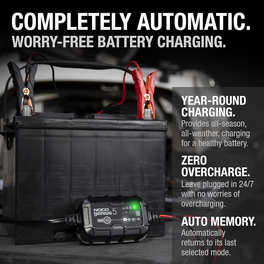 5A 6V/12V Smart Battery Charger – Automatic Maintainer, Trickle Charger & Desulfator with Overcharge Protection & Temperature Compensation – for Lead-Acid & Lithium Batteries