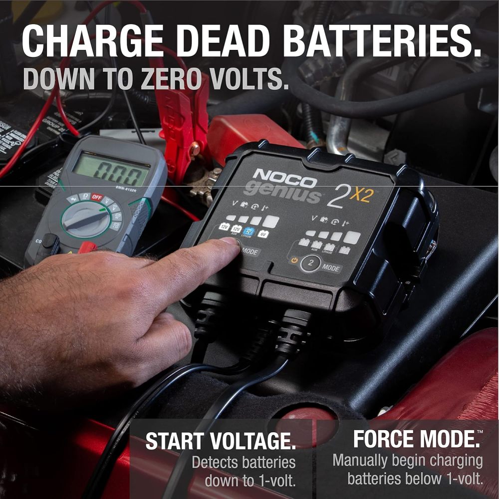 4A 2-Bank Smart Battery Charger (2A/Bank) - 6V/12V Automatic Maintainer, Trickle Charger & Desulfator with Overcharge Protection & Temperature Compensation – for Lead-Acid & Lithium
